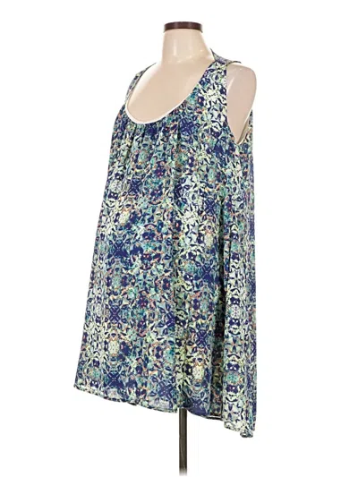 Pre-owned Pink Blush Sleeveless Top Blue Cold Shoulder Neckline Tops