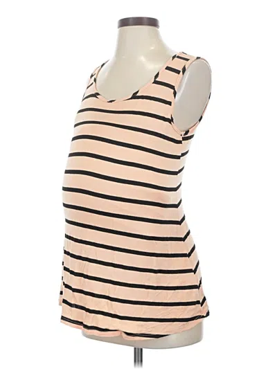 Pre-owned Pink Blush Sleeveless Top Tan Scoop Neck Tops