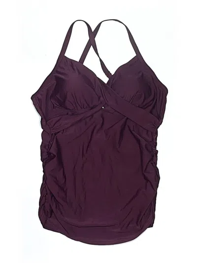 Pre-owned Pink Blush Swimsuit Top Purple Solid Pattern Swimwear