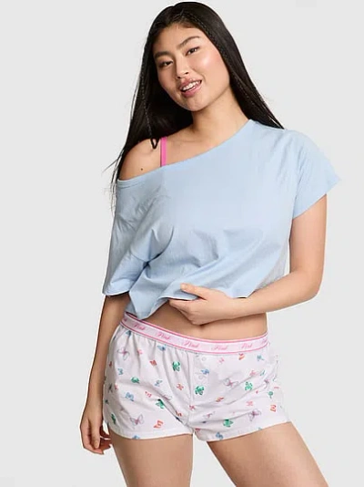Pink Boxy Cotton Pajama Shorts In
