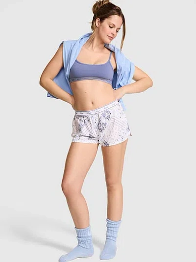 Pink Boxy Cotton Pajama Shorts In Multi
