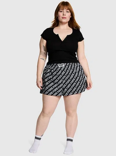 Pink Boyfriend Boxer Pajama Shorts In Black