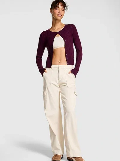 Pink Button-down Knit Cardigangan In Purple