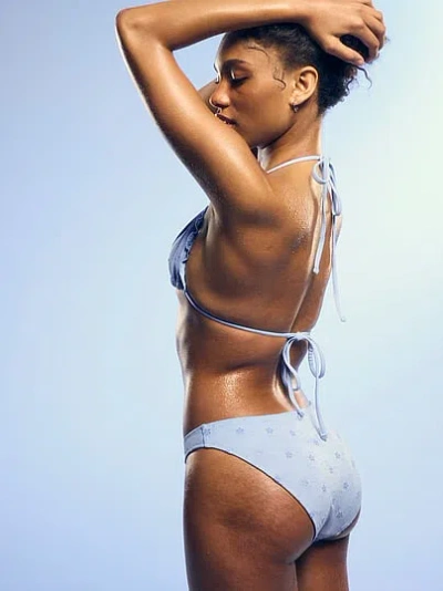 Pink By Frankies Bikinis Anabelle Eyelet Covered Bottom In Blue