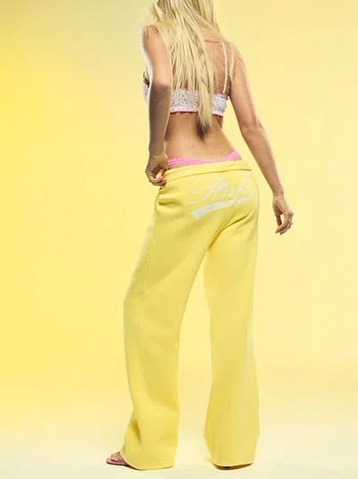 Pink By Frankies Bikinis Berry Fleece Sweatpants In Yellow