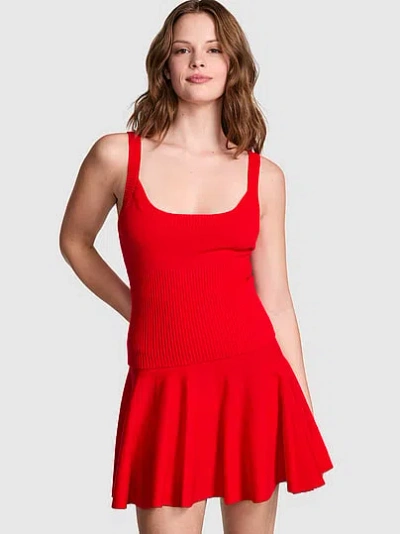 Pink By Frankies Bikinis Booker Knit Tank In Red