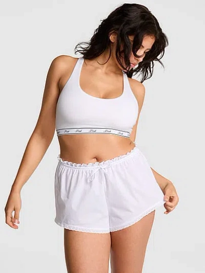 Pink By Frankies Bikinis Cloud Poplin Shorts In White