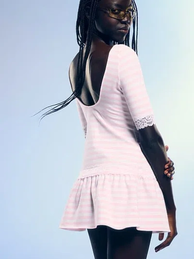 Pink By Frankies Bikinis Daphne Boat Neck Flirty Dress In