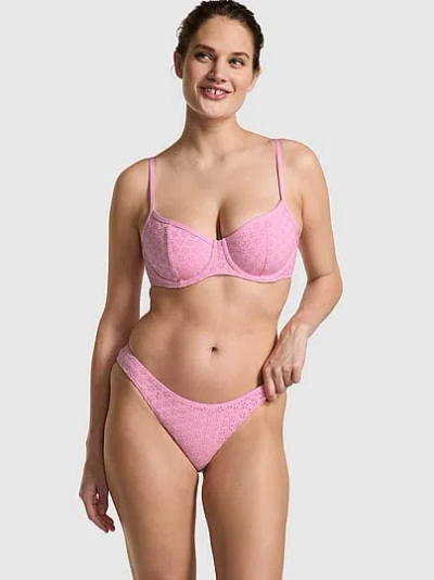 Pink By Frankies Bikinis Golden Hour Eyelet Bikini Bottom In