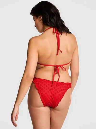 Pink By Frankies Bikinis Hudson Eyelet Cheeky Bikini Bottom In Red