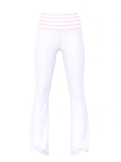 Pink By Frankies Bikinis Mercer Cotton Foldover Flare Pant In White