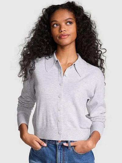 Pink By Frankies Bikinis Oakley Knit Cardigangan In Gray