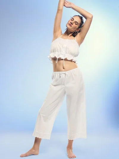 Pink By Frankies Bikinis Shira Poplin Bottom In White