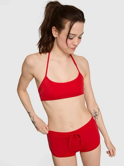 Pink By Frankies Bikinis Sporty Top In Red