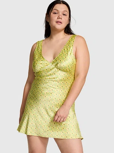 Pink By Frankies Bikinis Springtime Satin Dress In Green