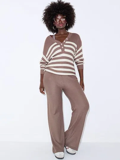 Pink Cambridge Knit Beach Pants In Brown