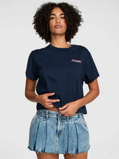 Pink Campus Cotton™ Boxy-cut Tee In Blue