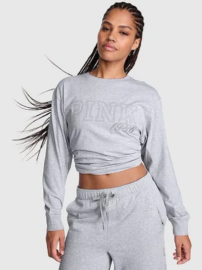 Pink Campus Cotton™ Long-sleeve Tee In Gray
