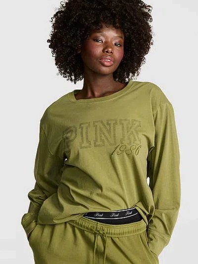 Pink Campus Cotton™ Long-sleeve Tee In Green