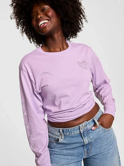 Pink Campus Cotton™ Long-sleeve Tee In Purple