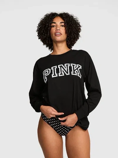Pink Campus Cotton™ Long-sleeve Tee In Black