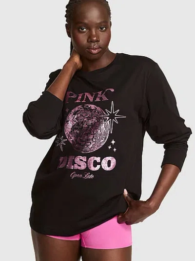 Pink Campus Cotton™ Long-sleeve Tee In Black
