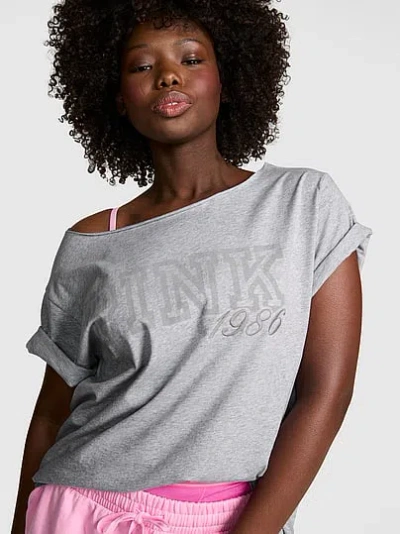 Pink Campus Cotton™ Off-the-shoulder Tee In Blue