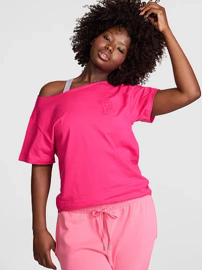 Pink Campus Cotton™ Off-the-shoulder Tee In Orange
