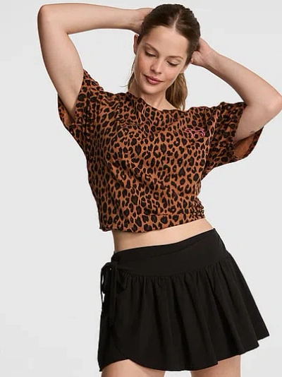 Pink Campus Cotton™ Off-the-shoulder Tee In Brown