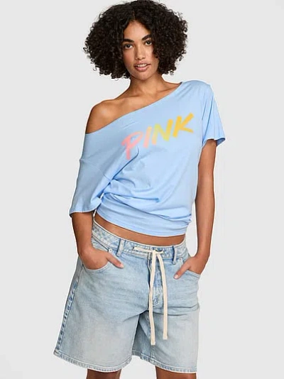 Pink Campus Cotton™ Off-the-shoulder Tee In Blue