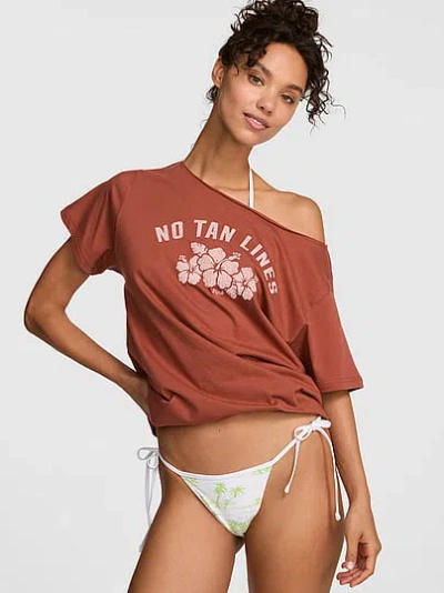 Pink Campus Cotton™ Off-the-shoulder Tee In Brown