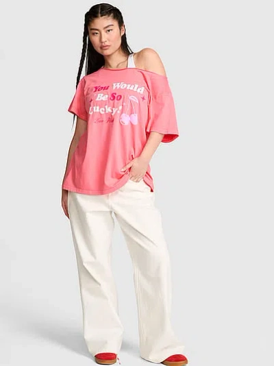 Pink Campus Cotton™ Off-the-shoulder Tee In