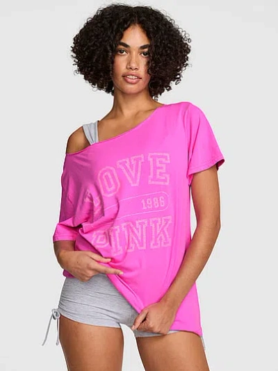 Pink Campus Cotton™ Off-the-shoulder Tee In