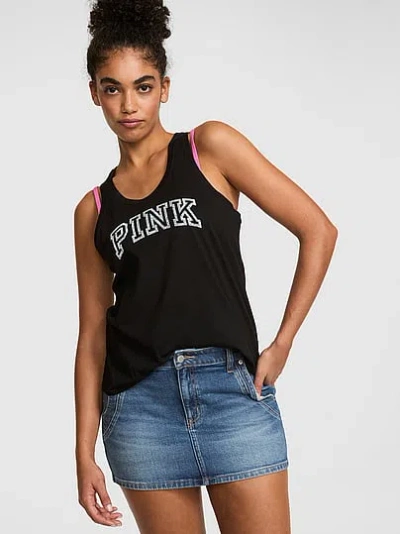 Pink Campus Cotton™ Tank Top In Black