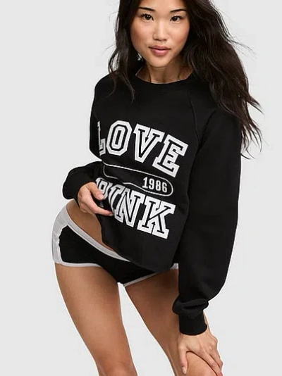 Pink Campus Fleece™ Boxy Crew Sweatshirt In Black
