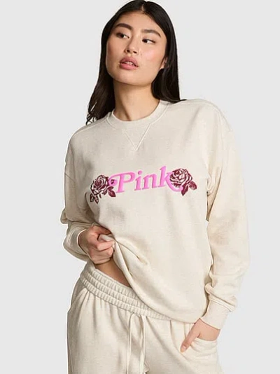 Pink Campus Fleece™ Crew Sweatshirt In White