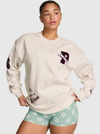 Pink Campus Fleece™ Crew Sweatshirt In White