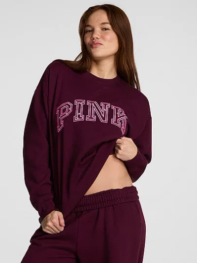 Pink Campus Fleece™ Crew Sweatshirt In Burgundy