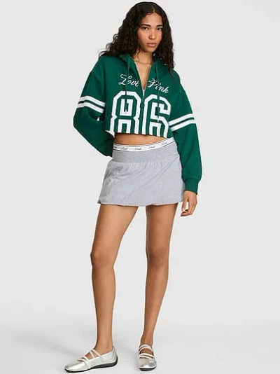 Pink Campus Fleece™ Cropped Half-zip Hoodie In Green