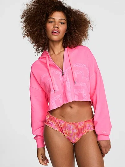 Pink Campus Fleece™ Cropped Half-zip Hoodie In Multi