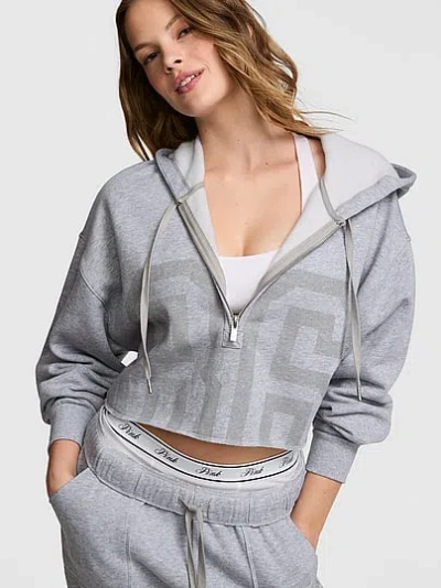 Pink Campus Fleece™ Cropped Half-zip Hoodie In Multi