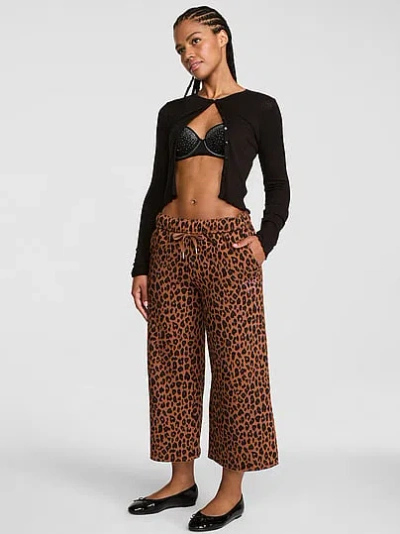 Pink Campus Fleece™ Cropped Wide-leg Sweatpants In Animal Print