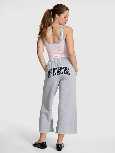 Pink Campus Fleece™ Cropped Wide-leg Sweatpants In Gray