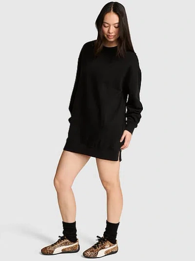 Pink Campus Fleece™ Extra-long Crew Sweatshirt In Black