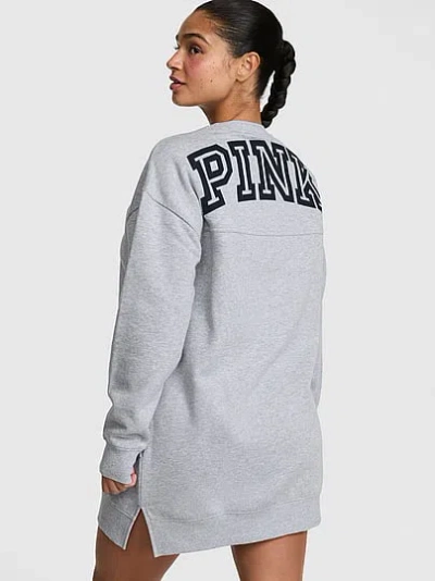 Pink Campus Fleece™ Extra-long Crew Sweatshirt In Gray