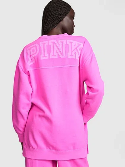 Pink Campus Fleece™ Extra-long Crew Sweatshirt In