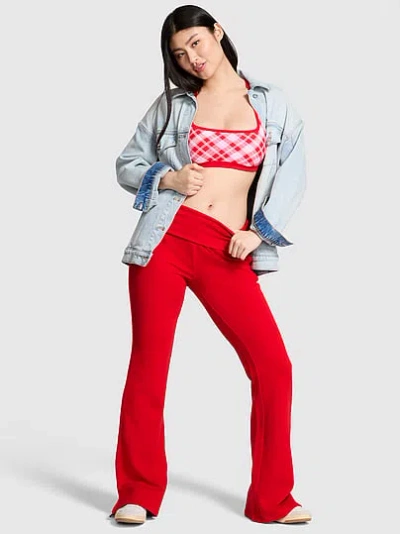 Pink Campus Fleece™ Foldover Flare Sweatpants In Red