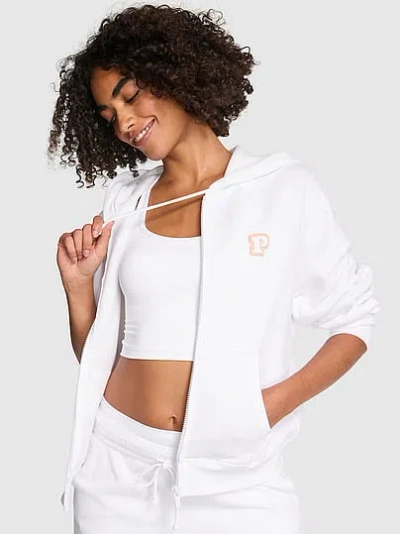 Pink Campus Fleece™ Full-zip Hoodie In White