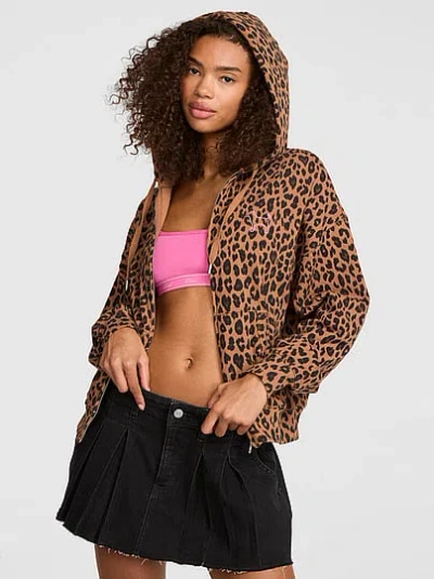 Pink Campus Fleece™ Full-zip Hoodie In Animal Print