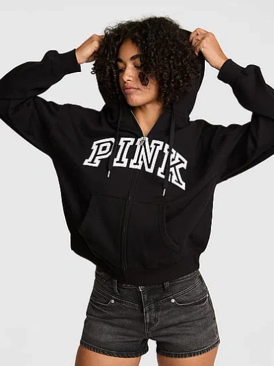Pink Campus Fleece™ Full-zip Hoodie In Black